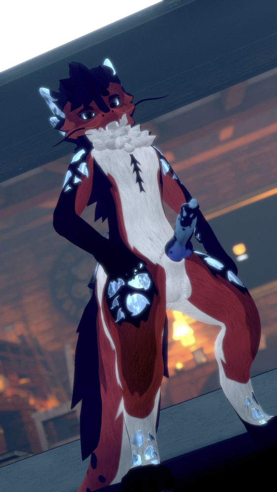 Louve as a regalfin is staring from above you while fully erect~