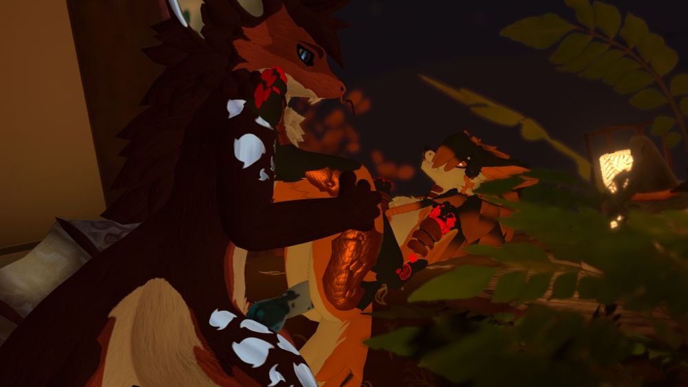 Louve and Rexis having sex on the half wall~