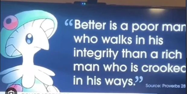 Breloom with a quote from Proverbs 28