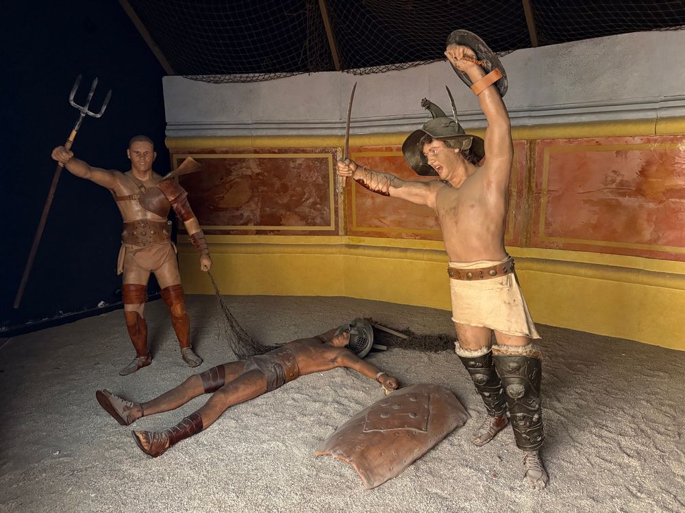 Mannequins playing gladiators.