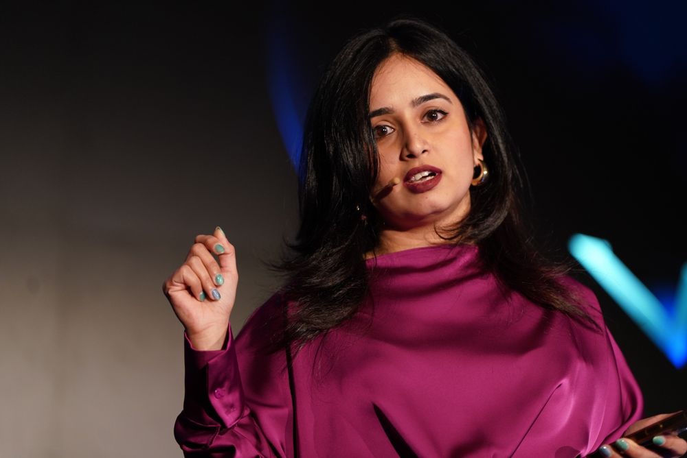 Woman giving a conference talk