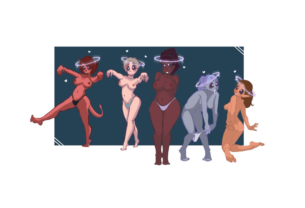 Commissioned from Sodapop, here on Bluesky.
Left-to-right:
Sorsha, Taviel, Drusilla, Elora, Gilraen