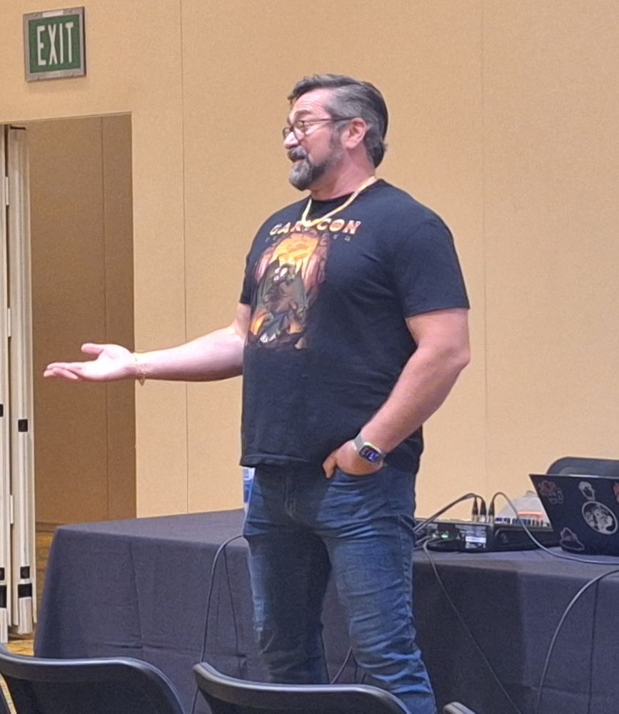 Luke speaking at his "Growing Up Gygax" panel.