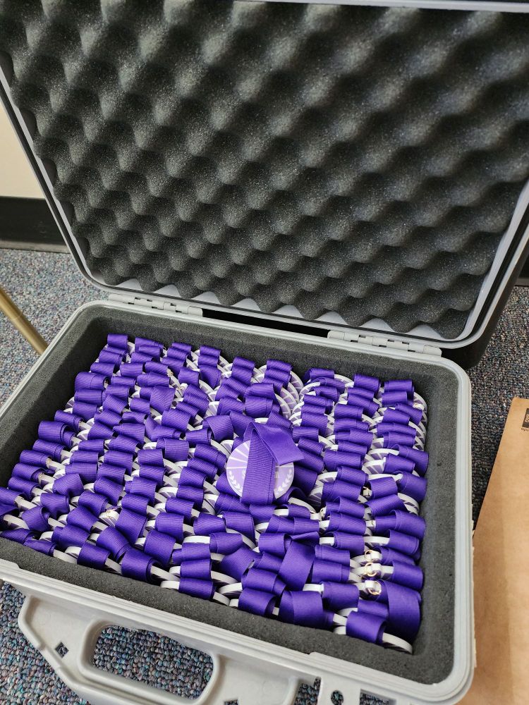 Case full of purple medals