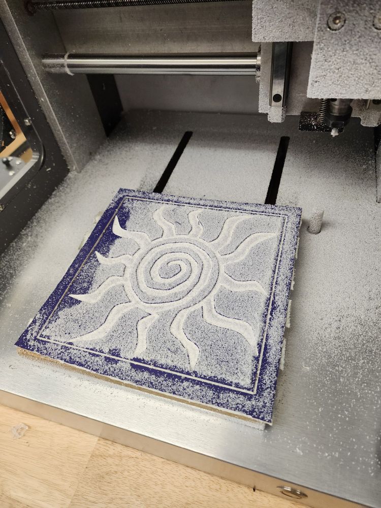 Sun spiral design on a cnc machine