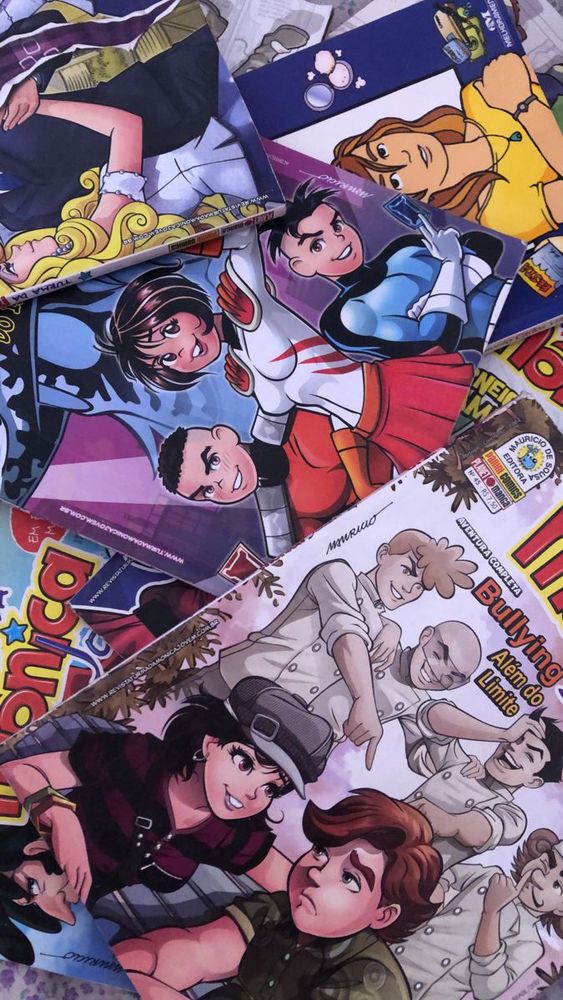 pilha de gibis com capas bonitas de turma da monica jovem ( tmj )