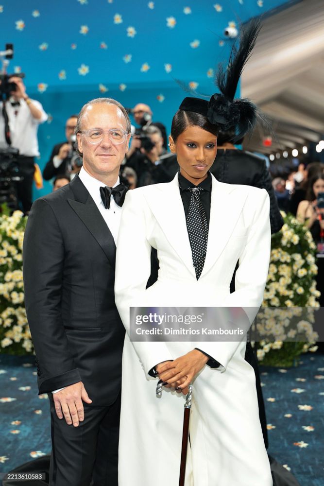 NEW YORK, NEW YORK - MAY 05: (L-R) Stephane De La Faverie and Imaan Hammam attend the 2025 Met Gala Celebrating "Superfine: Tailoring Black Style" at Metropolitan Museum of Art on May 05, 2025 in New York City. (Photo by Dimitrios Kambouris/Getty Images for The Met Museum/Vogue)
