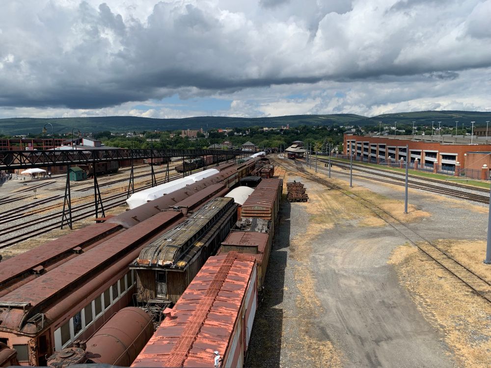 High shot of the Steamtown railyard