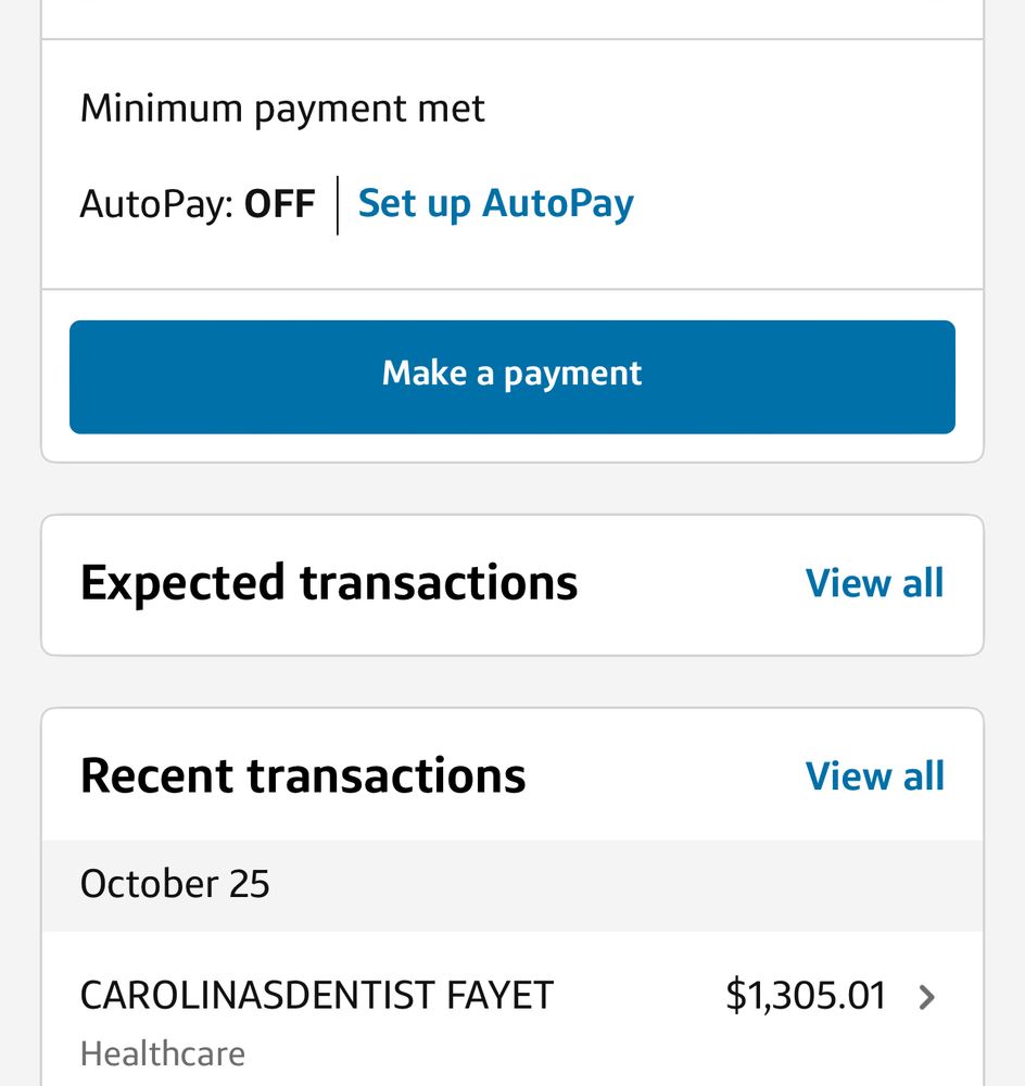 A charge to a credit card which amounts to $1,305.01