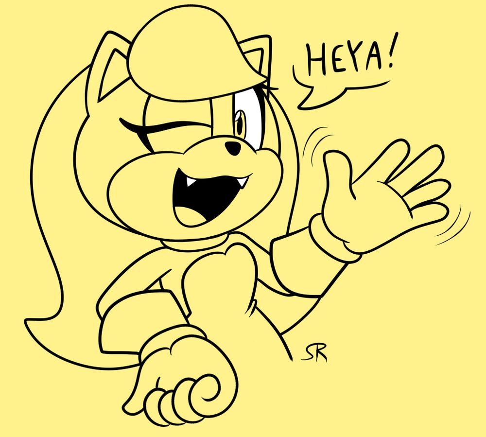 Dani the Cat winking at the viewer and waving, saying "Heya!"