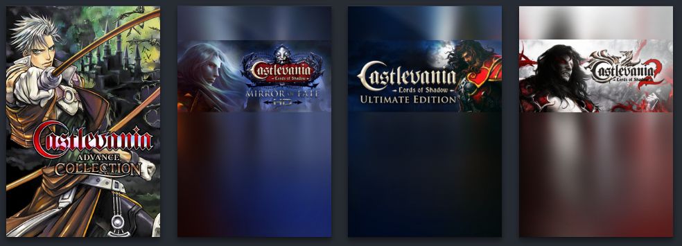 Steam library showing different Castlevania box art, Lords of Shadow assets aren't up to date.