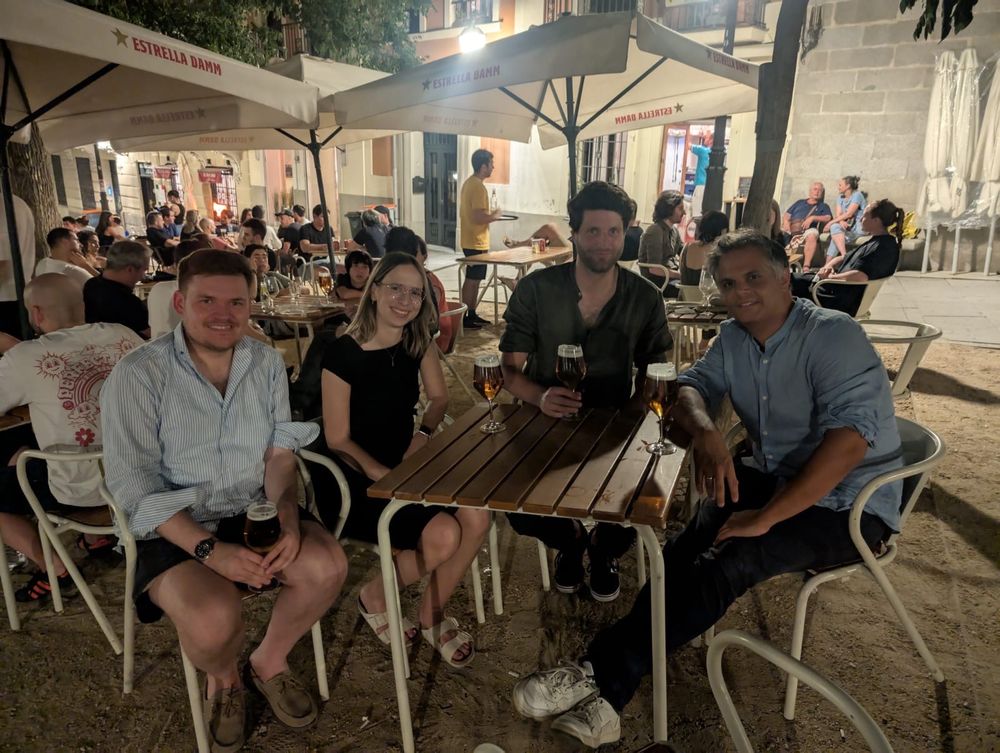 The DEMOLAW team having a beer in a square in Madrid 