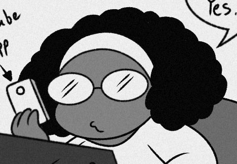 A cropped grayscale doodle of myself.