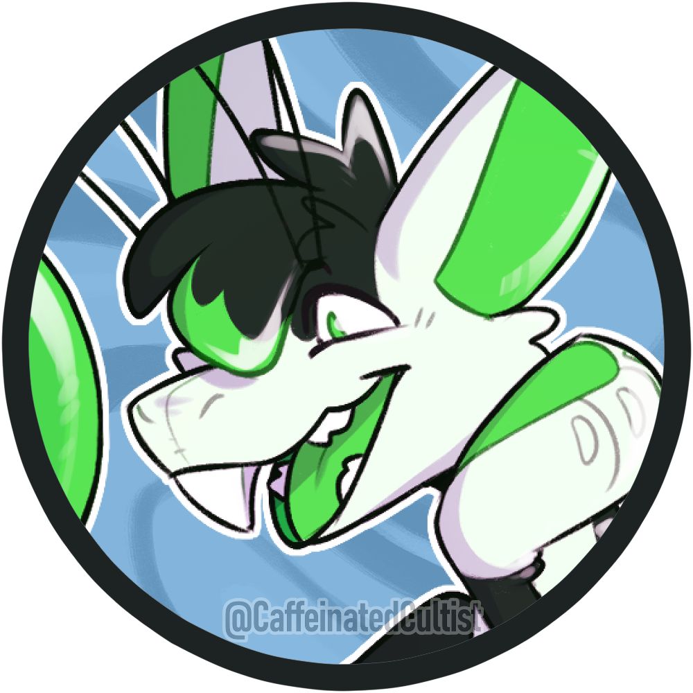 Digital art of a furry Yinglet amphimorpho pooltoy, with green eyes and a very happy and excited expression. Circle crop version.

Artwork by, CaffeinatedCultist 