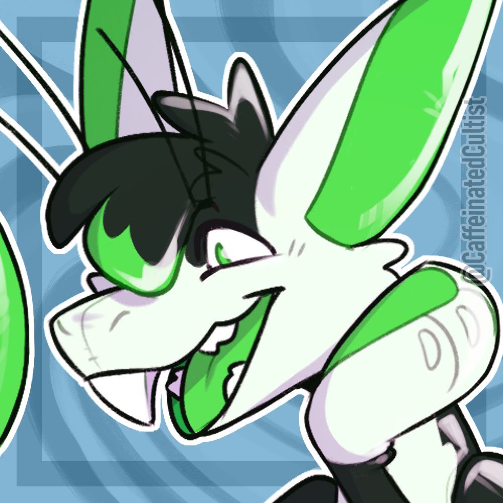 Digital art of a furry Yinglet amphimorpho pooltoy, with green eyes and a very happy and excited expression. Square crop version.

Artwork by, CaffeinatedCultist 