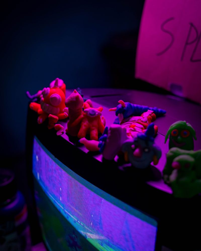 some of the creations and creatures made from modeling clay by the lovely people who came to see the teaser for our video game