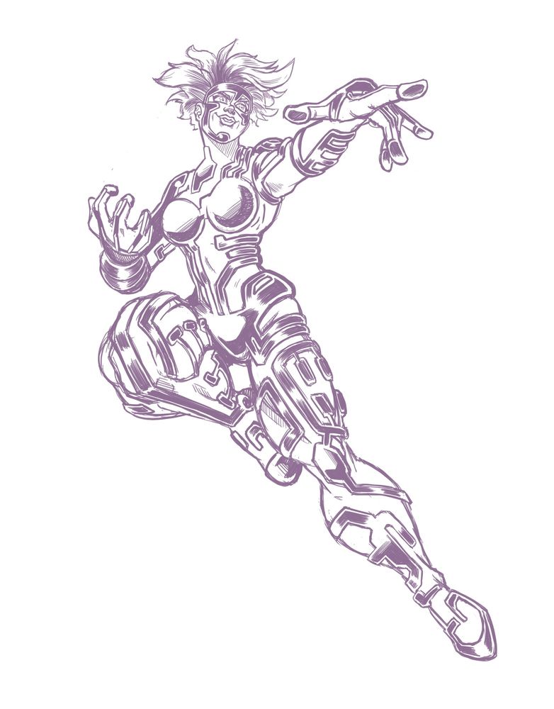 A digital pencil doodle of Marvel G1 character Circuit Breaker.