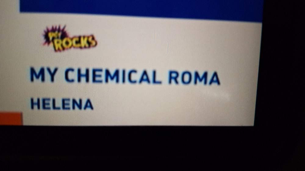 "My chemical roma" on the seat in front of me on a plane