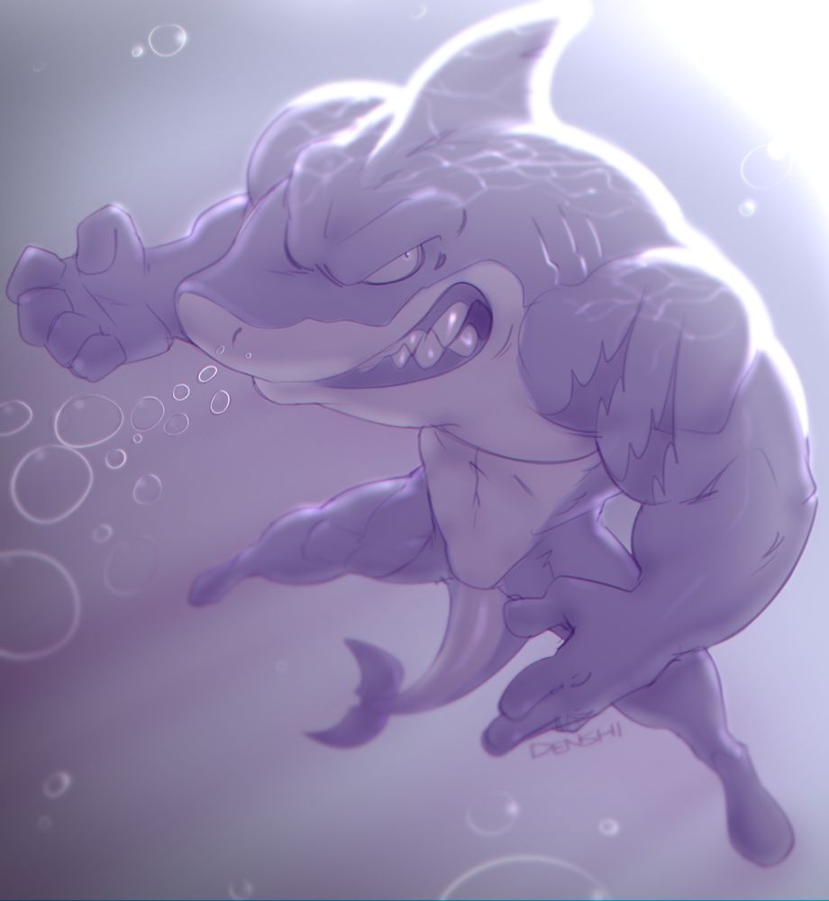 Hunky shark in desaturated waters...