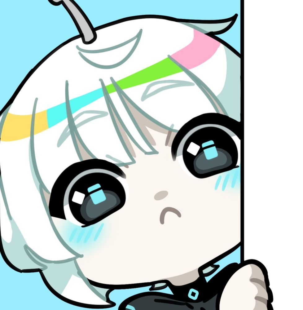 My VTuber peaking around the corner being shy. 