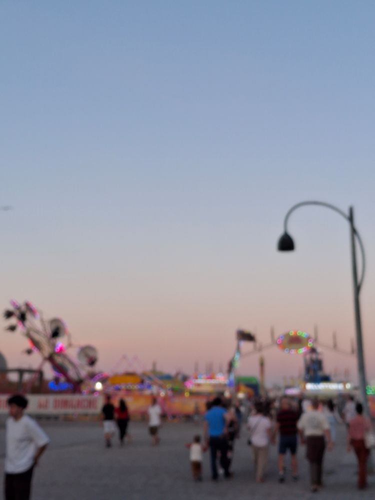 Mini amusement park in Montréal, pic came out kinda blurry by accident but I think it looks cool like an album cover or a fading memory