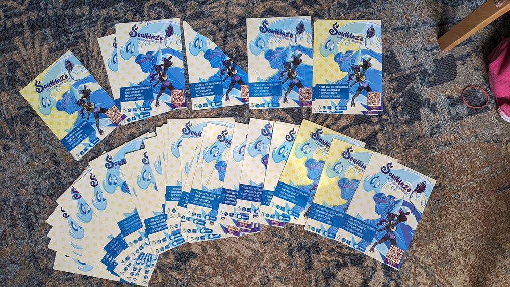 Photo of several flyers that are barely the yellow tone they should be, one is even ripped off diagonally