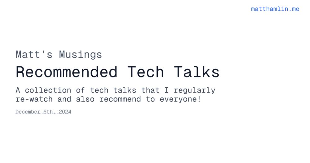 Recommended Tech Talks