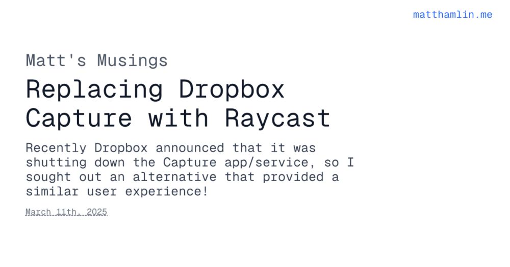Replacing Dropbox Capture with Raycast