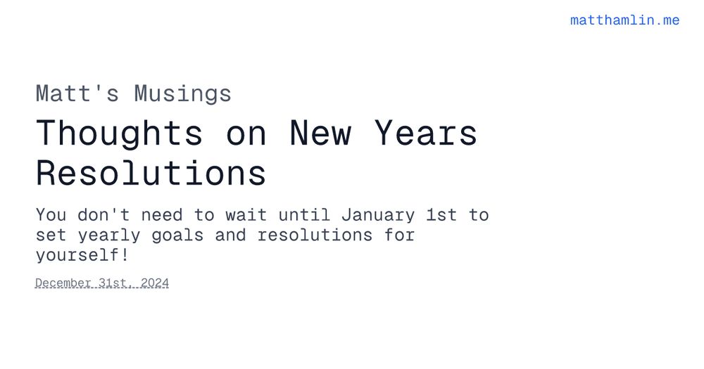 Thoughts on New Years Resolutions