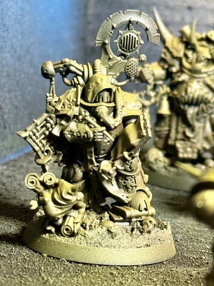 Plague marine character, painted in a basic green