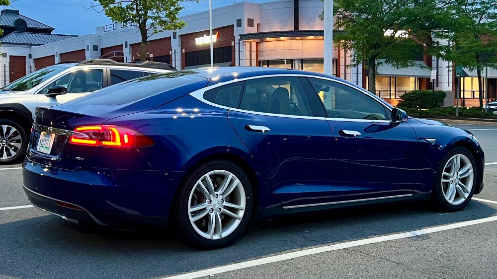 A blue 2015 Tesla Model S70D turns 10 years old today.