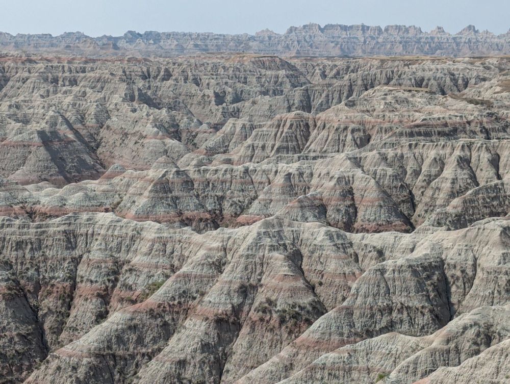 View of the Badlands, South Dakota, with eroded formations 