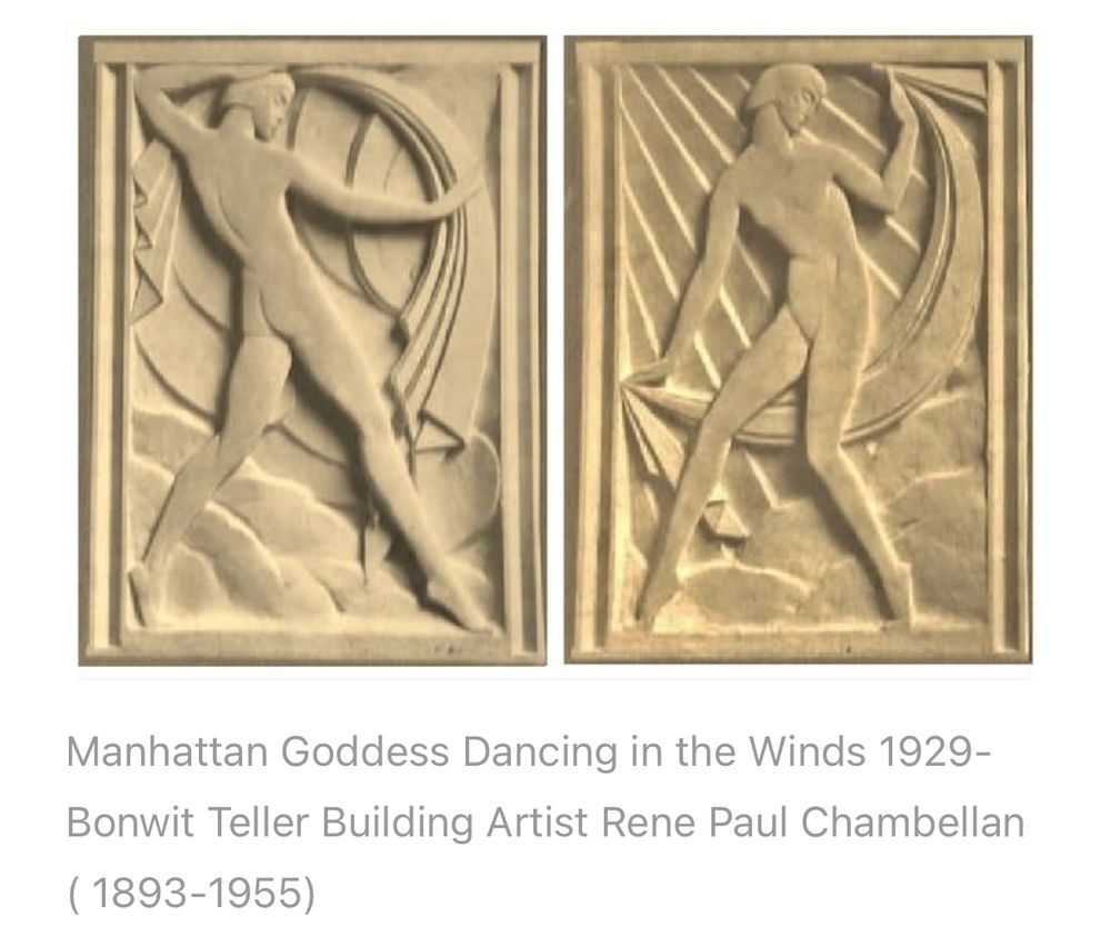 Manhattan Goddess Dancing in the Winds 1929- Bonwit Teller Building Artist Rene Paul Chambellan ( 1893-1955)