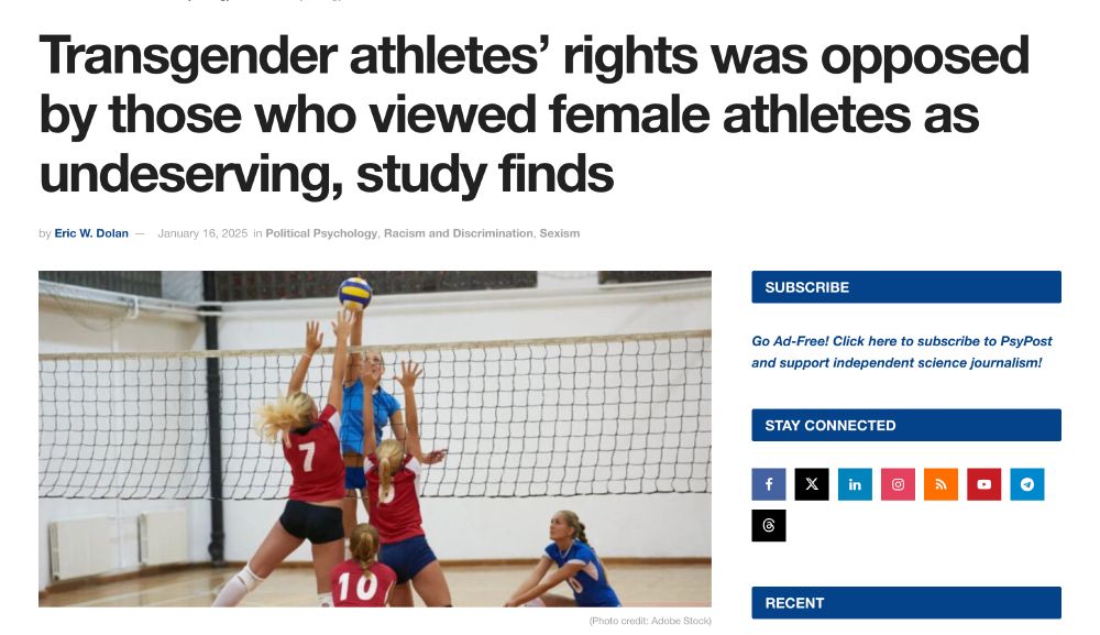 Transgender athletes’ rights was opposed by those who viewed female athletes as undeserving, study finds
