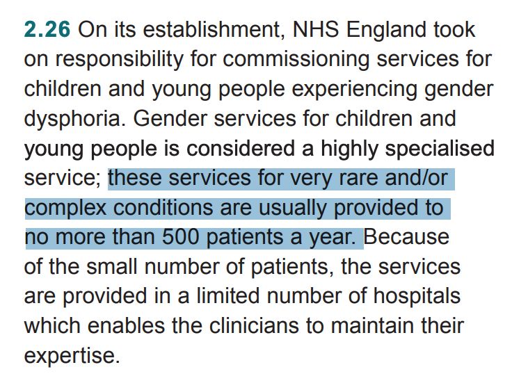 These services are usually provided to no more than 500 patients a year