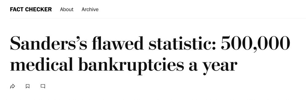 Sanders’s flawed statistic: 500,000 medical bankruptcies a year