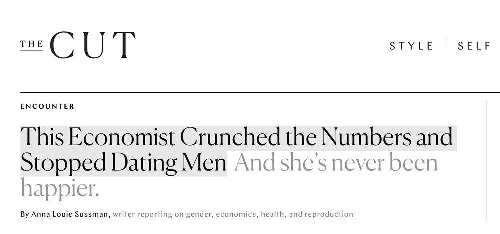 This Economist Crunched the Numbers and Stopped Dating Men And she’s never been happier.
