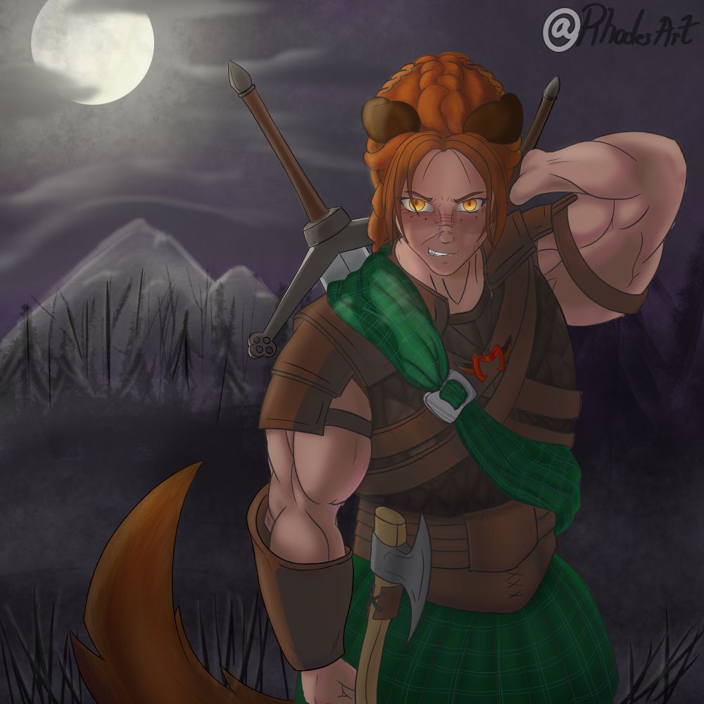 Kallen (OC) in her more traditional armor and weapons. Very Witcher inspired.