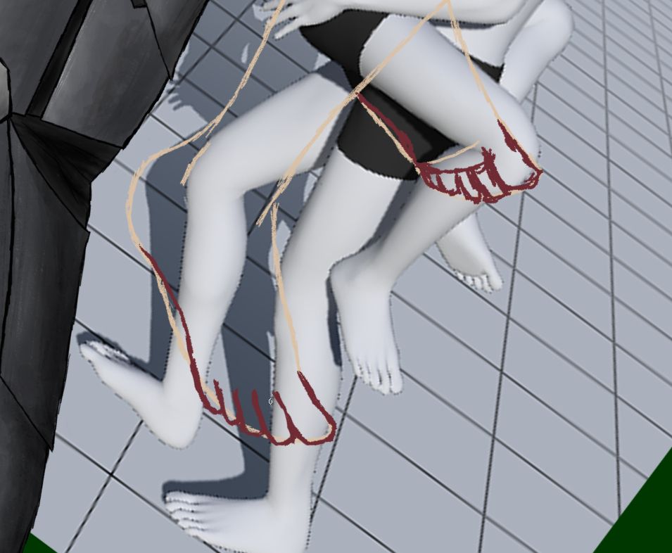 reference image of foes along with rough sketch outline