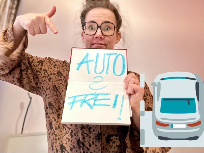 I am holding a selfmade sign asking CAR? FREE!