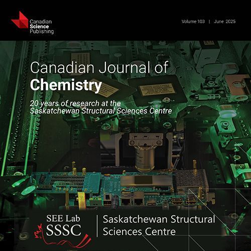 Cover of Canadian Journal of Chemistry highlighting 20 years of research at Saskatchewan Structural Sciences Centre with a detailed scientific instrument in green lighting.
