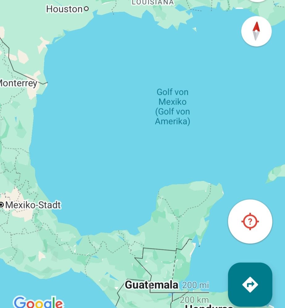 Google map screenshot indicating "Gulf of Mexico (Gulf of America)"