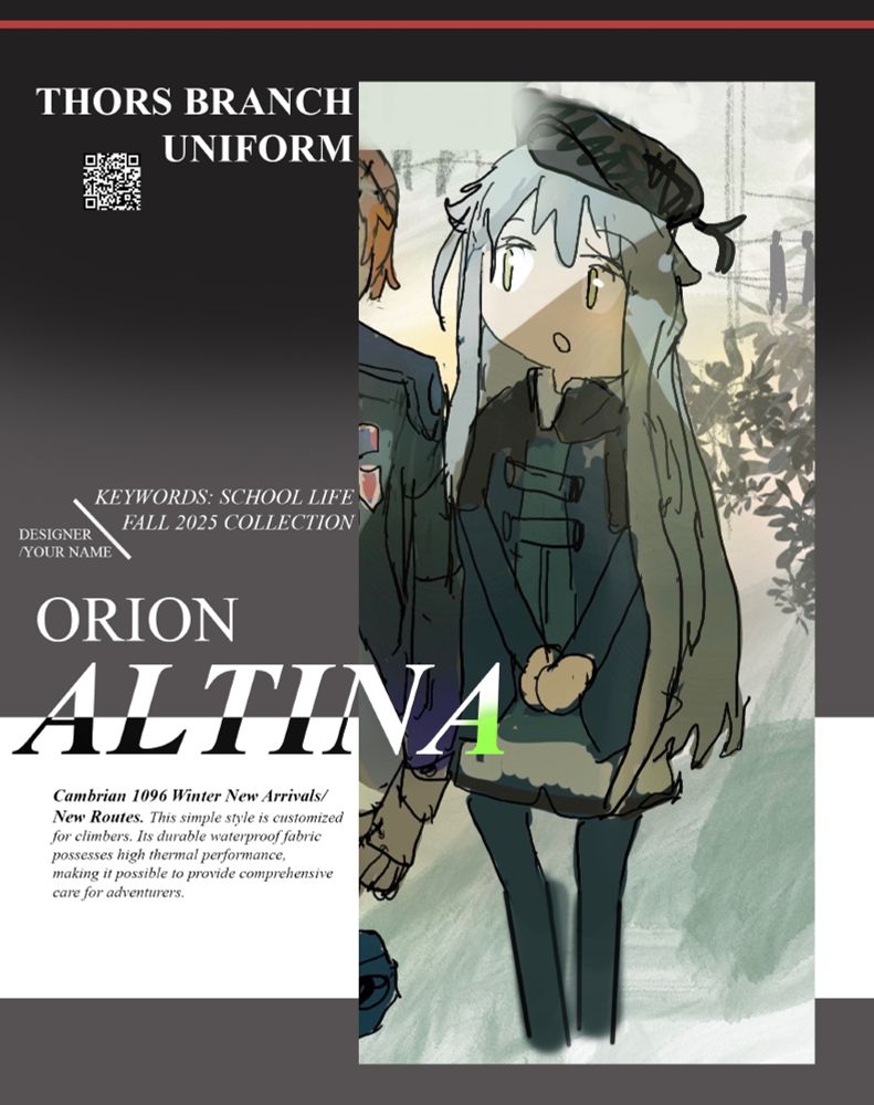 A mock magazine in the style of a fashion magazine
The front cover is of Jeremy's art of Altina with text overlay like a real fashion magazine