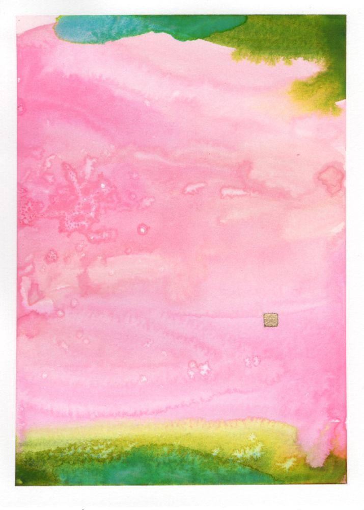 pink/green/turquoise/gold abstract watercolor