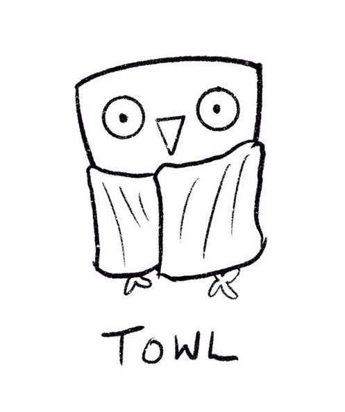 Illustration of an Owl in a Towel by MooseAllain
