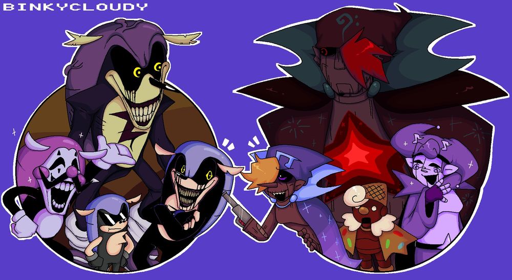 the sonic.exe d-side gang meets their mario mixes selves :D