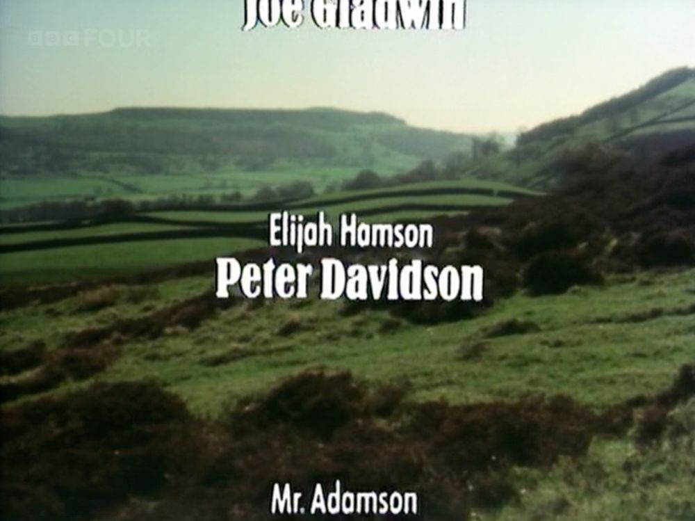 A section of the credit sequence from a 1980 episode of All Creatures Great and Small, informing viewers that Elijah Hamson is played by "Peter Davidson".