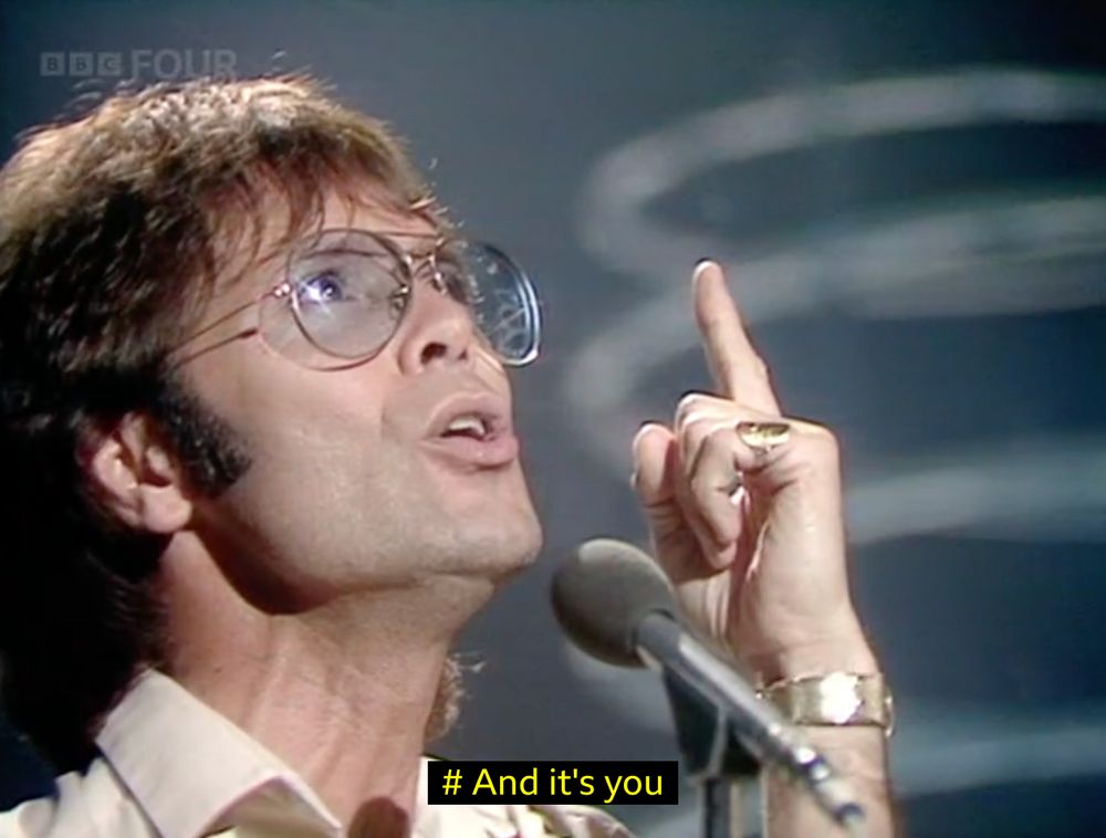 Cliff Richard sings about God on Top of the Pops.