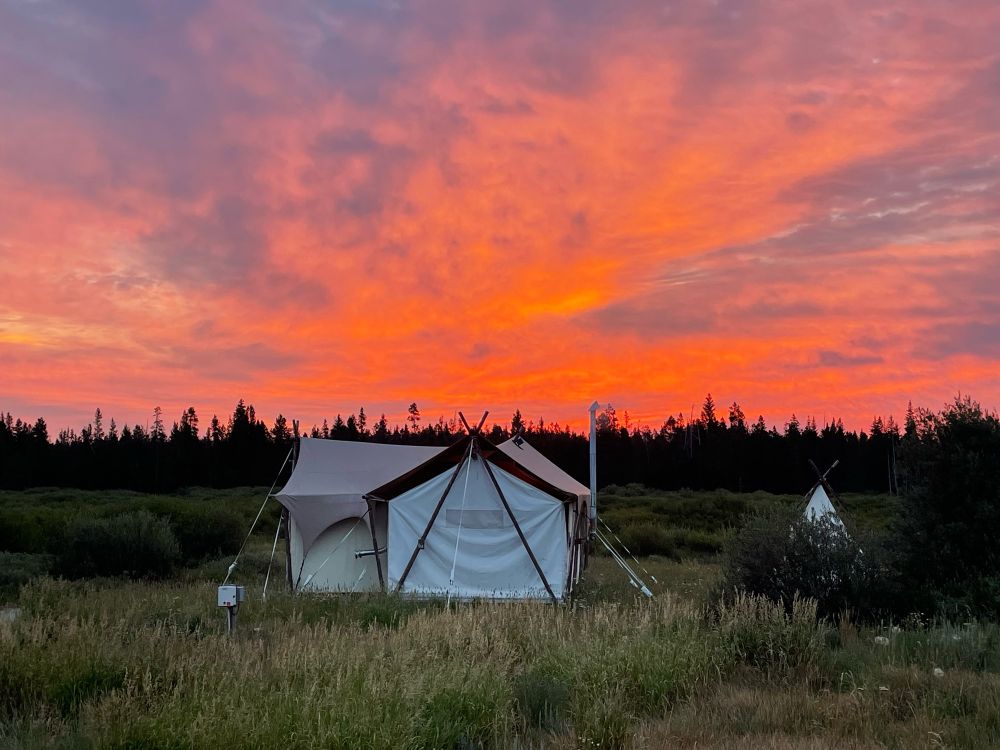 Undercanvas Tent at Sunrise in Yellowstone