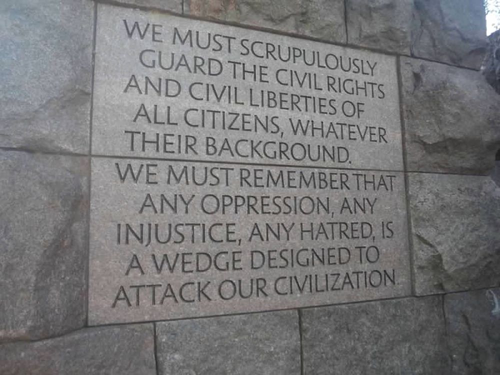 Quote from FDR Memorial in Washington DC from January 9, 1940